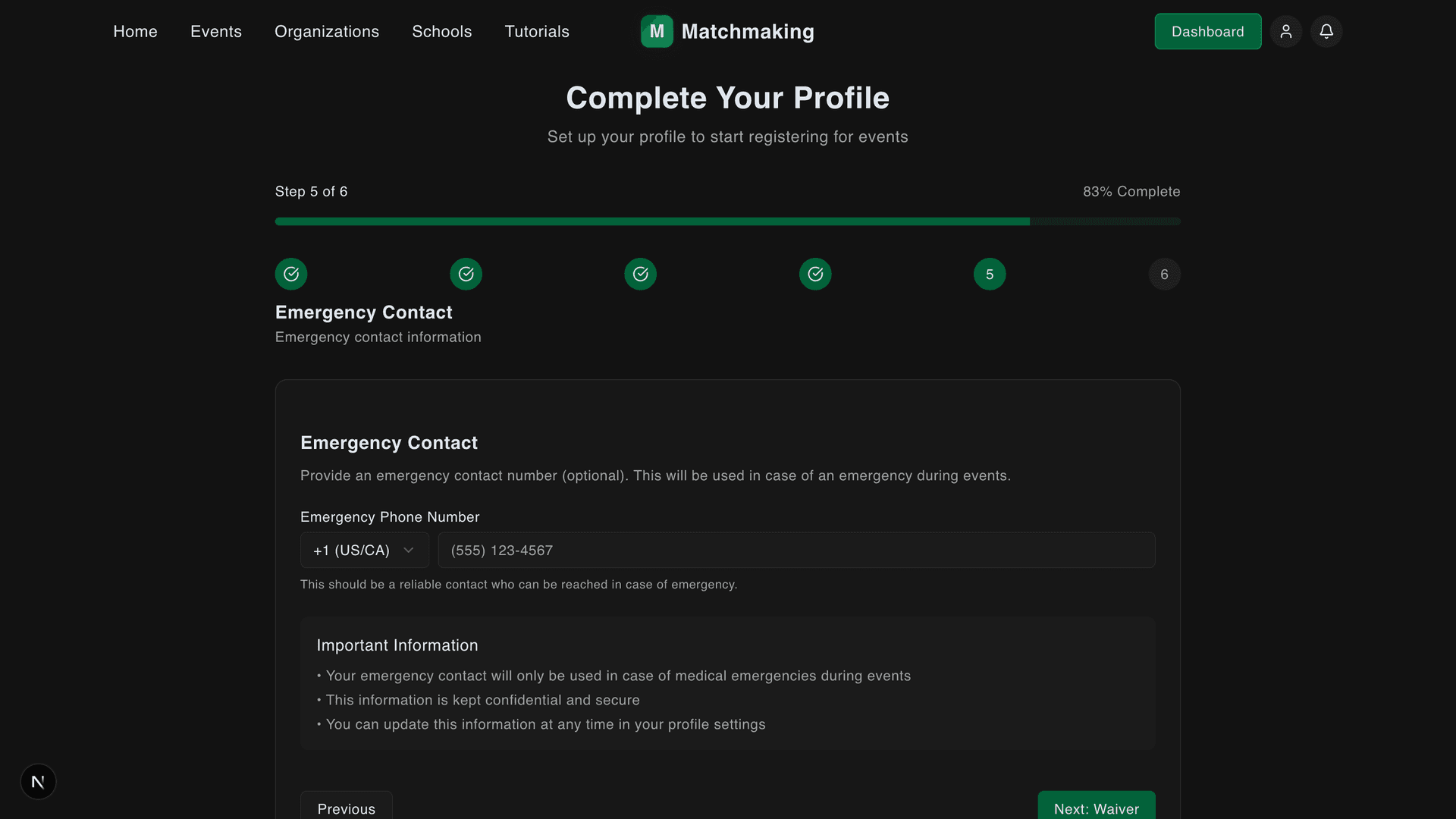 Emergency contact form